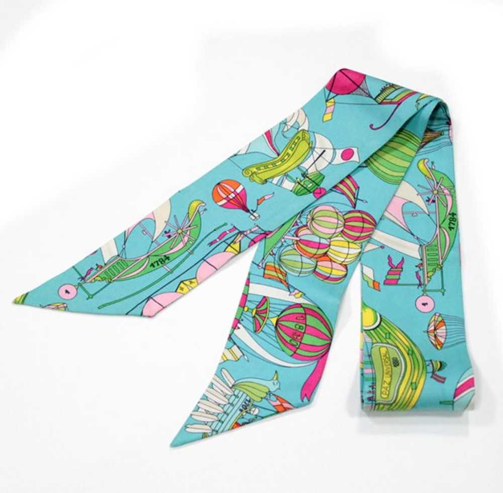 [Used Scarf] Hermes Twilly Scarf Les Folies Du Ci… - image 2
