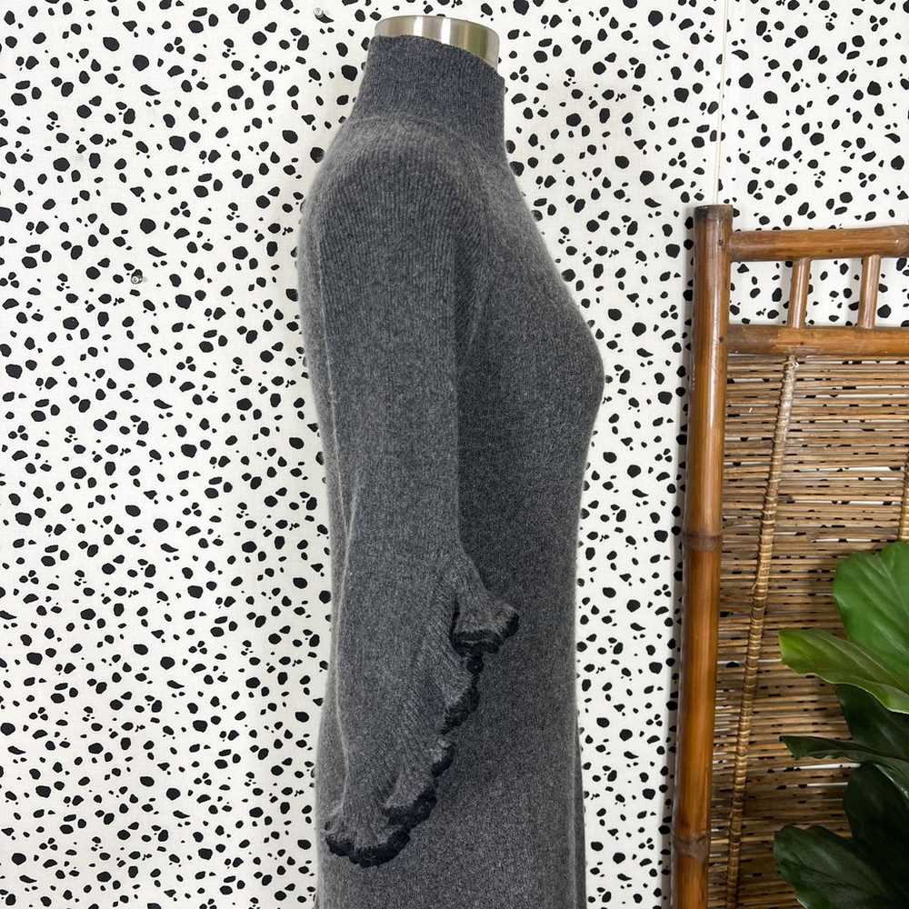Milly | Cashmere Grey Ruffle Bell Sleeve Turtlene… - image 5