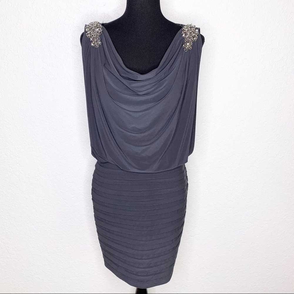 Cache charcoal gray rhinestone shoulder open back… - image 1
