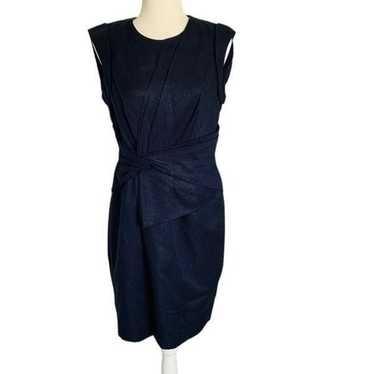 Karen Millen Shimmery Navy Draped Sheath Dress| Si