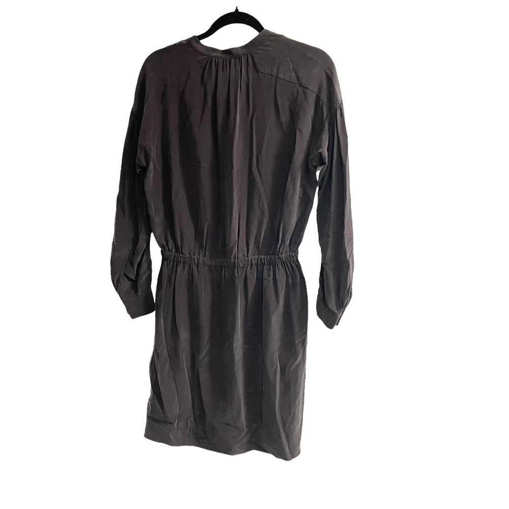 Vince Shirred Sleeve Silk Dress Charcoal Gray Bla… - image 3