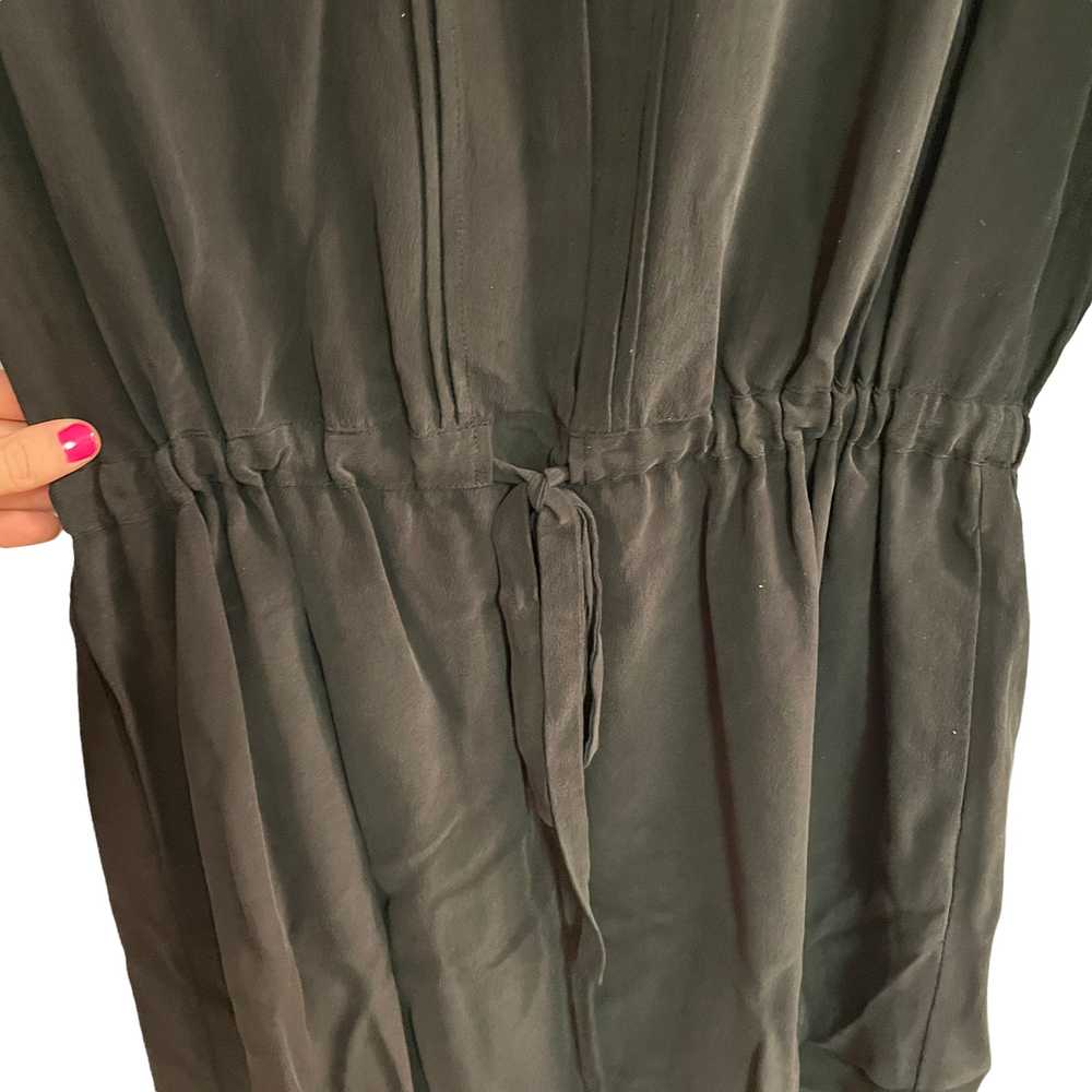 Vince Shirred Sleeve Silk Dress Charcoal Gray Bla… - image 5