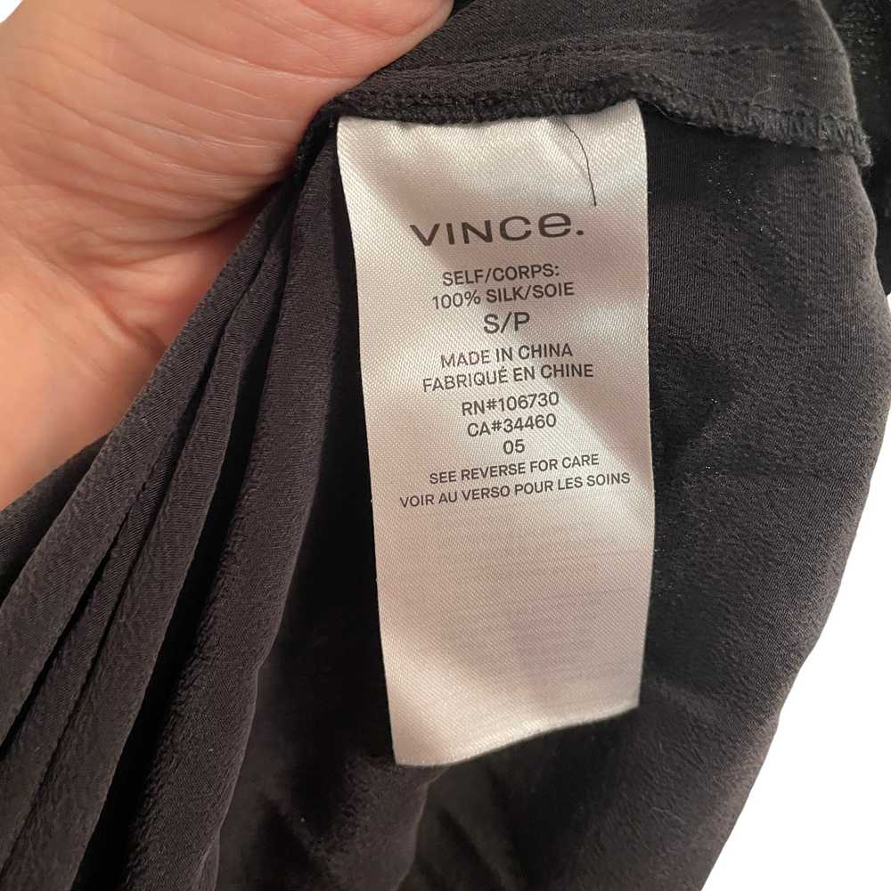 Vince Shirred Sleeve Silk Dress Charcoal Gray Bla… - image 7