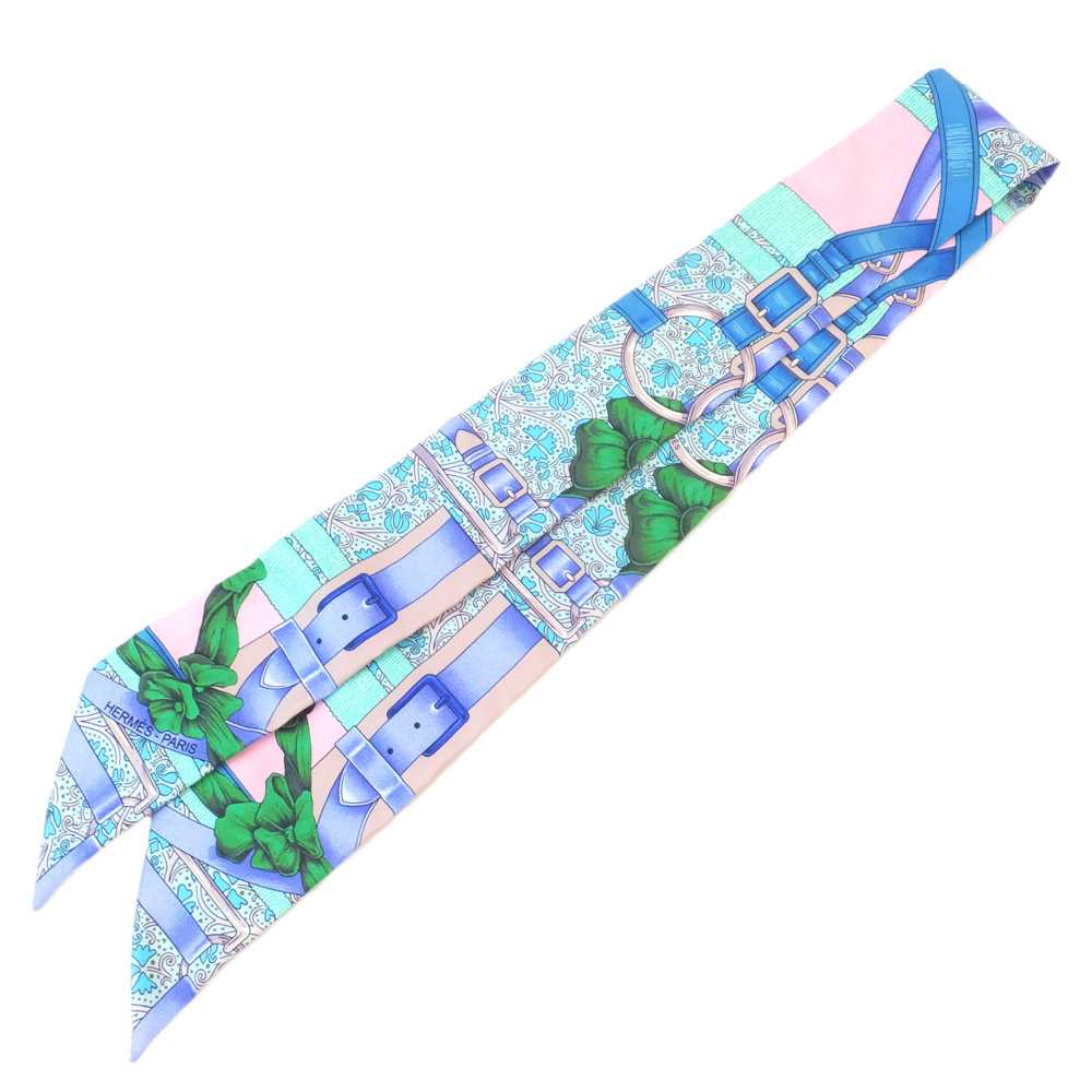 [Used Scarf] Tenpaku Hermes Twilly Multicolor Blu… - image 2