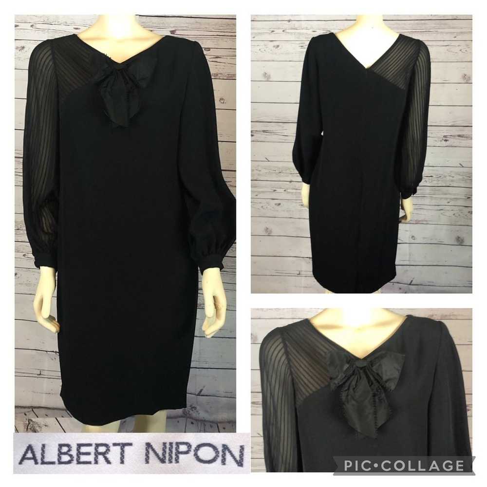 Vintage 1980's Albert Nipon Black long sleeved sh… - image 2