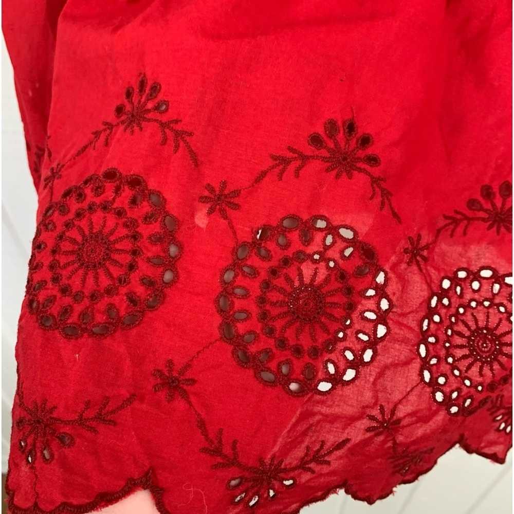 St. Johns Bay Cotton Red Floral Embroidered Eyele… - image 2