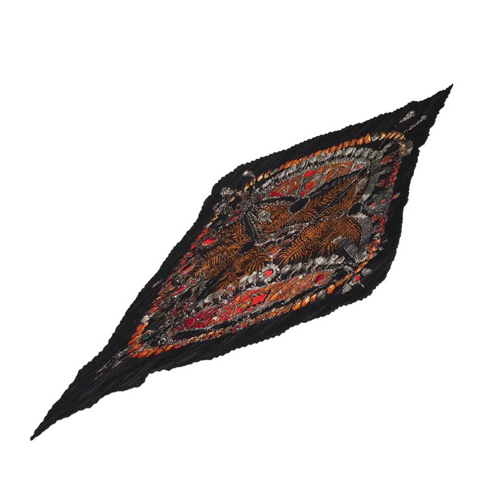 [Used Scarf] Hermes Pleated Carre Black Silk Wome… - image 2