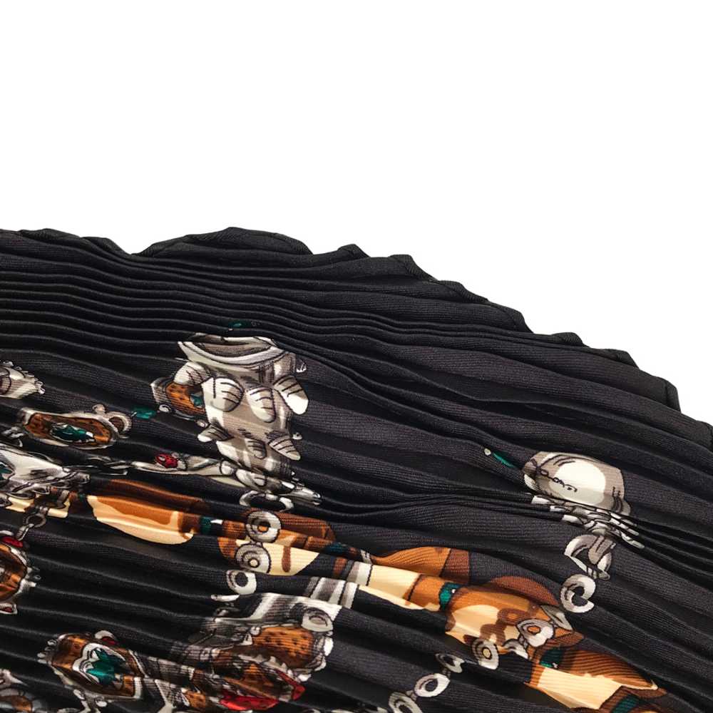 [Used Scarf] Hermes Pleated Carre Black Silk Wome… - image 3