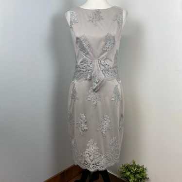 NEW Eva Franco Silver Floral Embroidered Tulle She