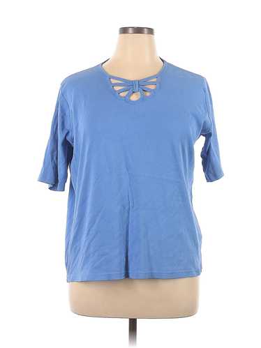 Isle Apparel Women Blue Short Sleeve Top XL