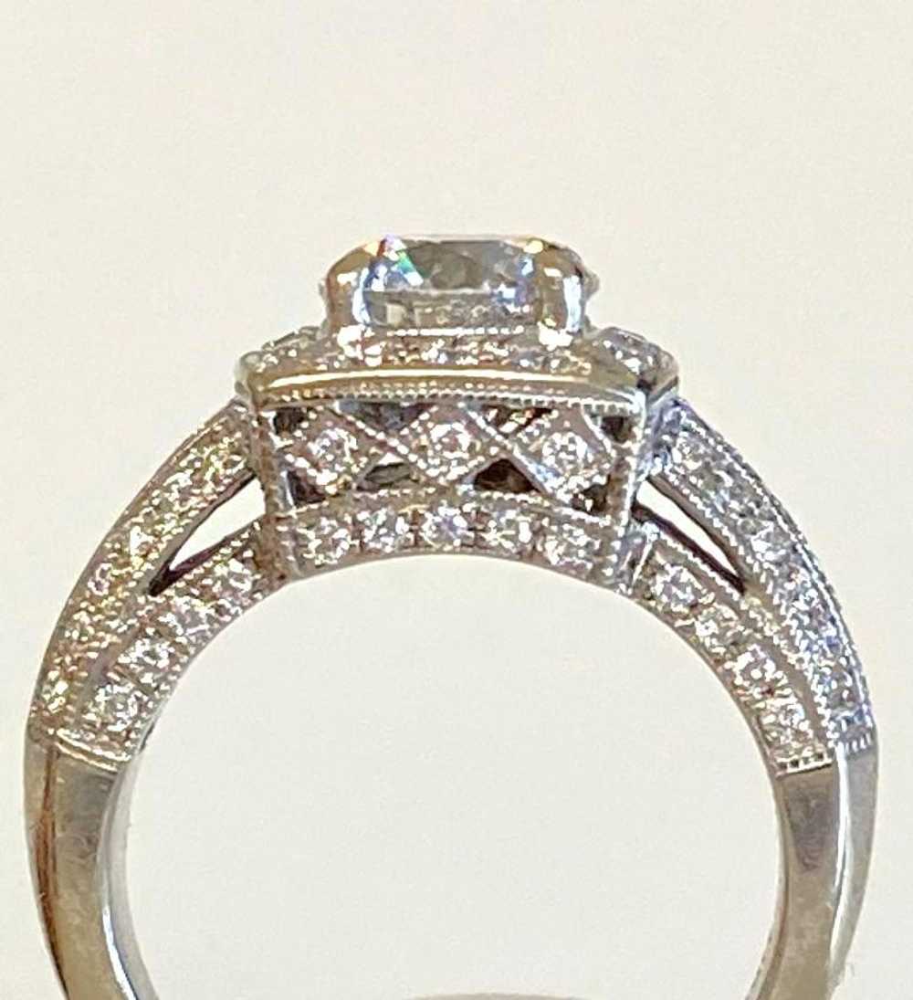 14K White Gold Halo Engagement Ring - image 3