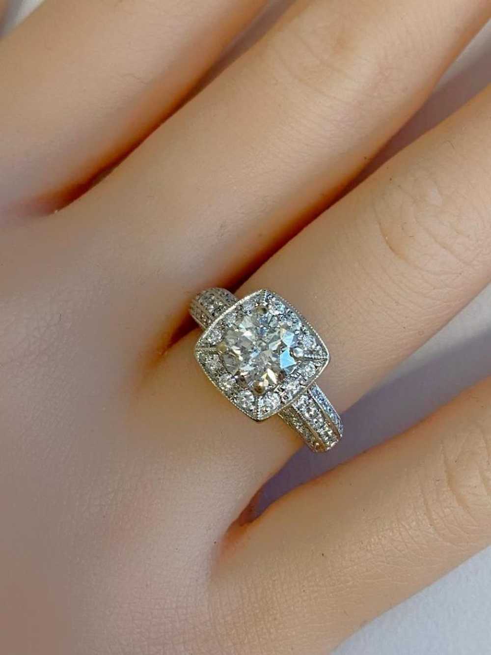 14K White Gold Halo Engagement Ring - image 6
