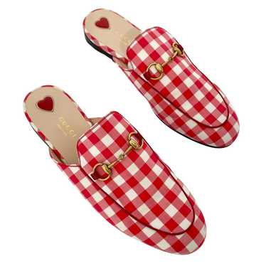 Gucci Princetown Horsebit Red Gingham Mule Loafer… - image 1
