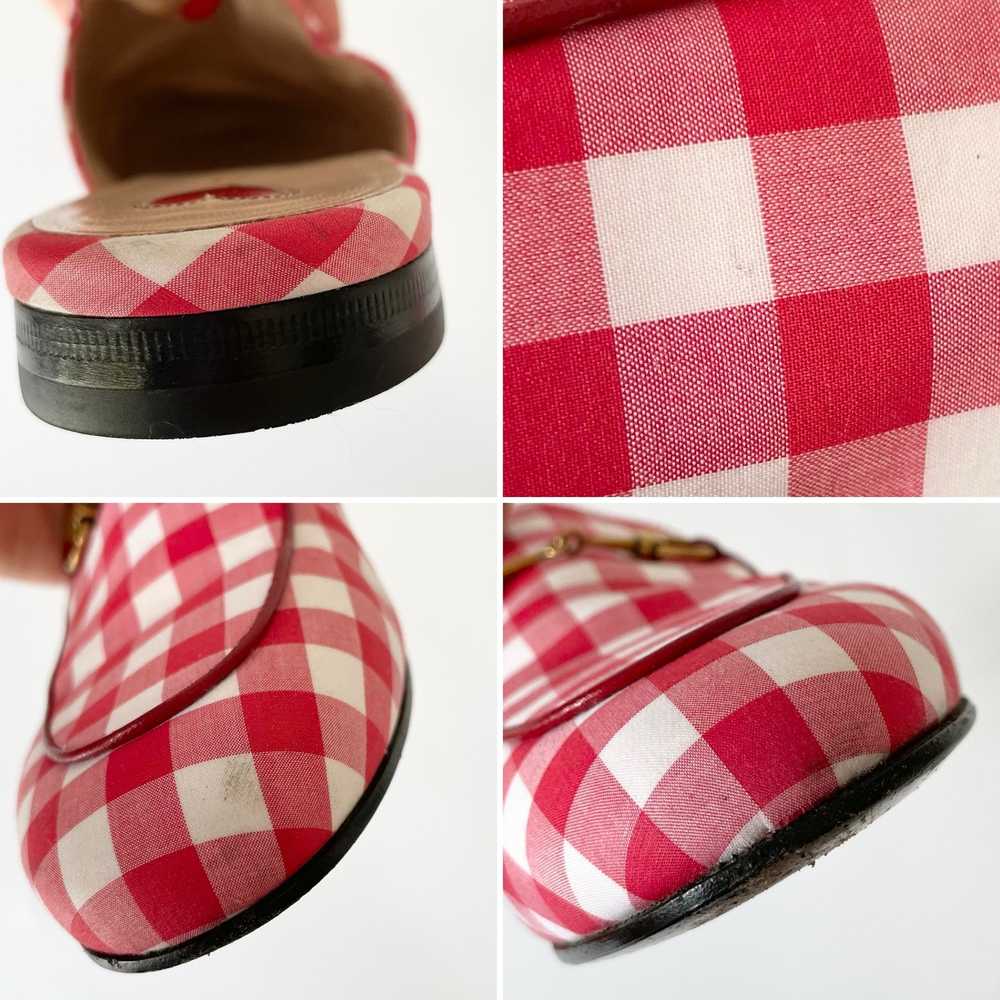 Gucci Princetown Horsebit Red Gingham Mule Loafer… - image 5