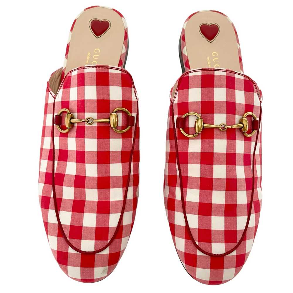 Gucci Princetown Horsebit Red Gingham Mule Loafer… - image 6