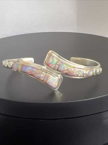VINTAGE JM STERLING SILVER SMALL HANDCRAFTED OPAL 