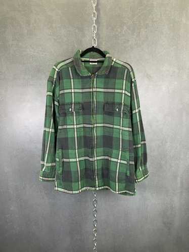 Vintage Vintage green cotton zipper flannel Y2K 20