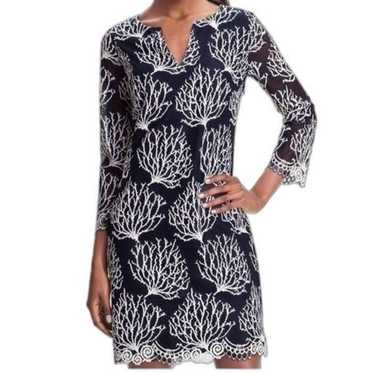 Lilly Pulitzer Navy Blue Seaside Coral Wendy Lace… - image 1