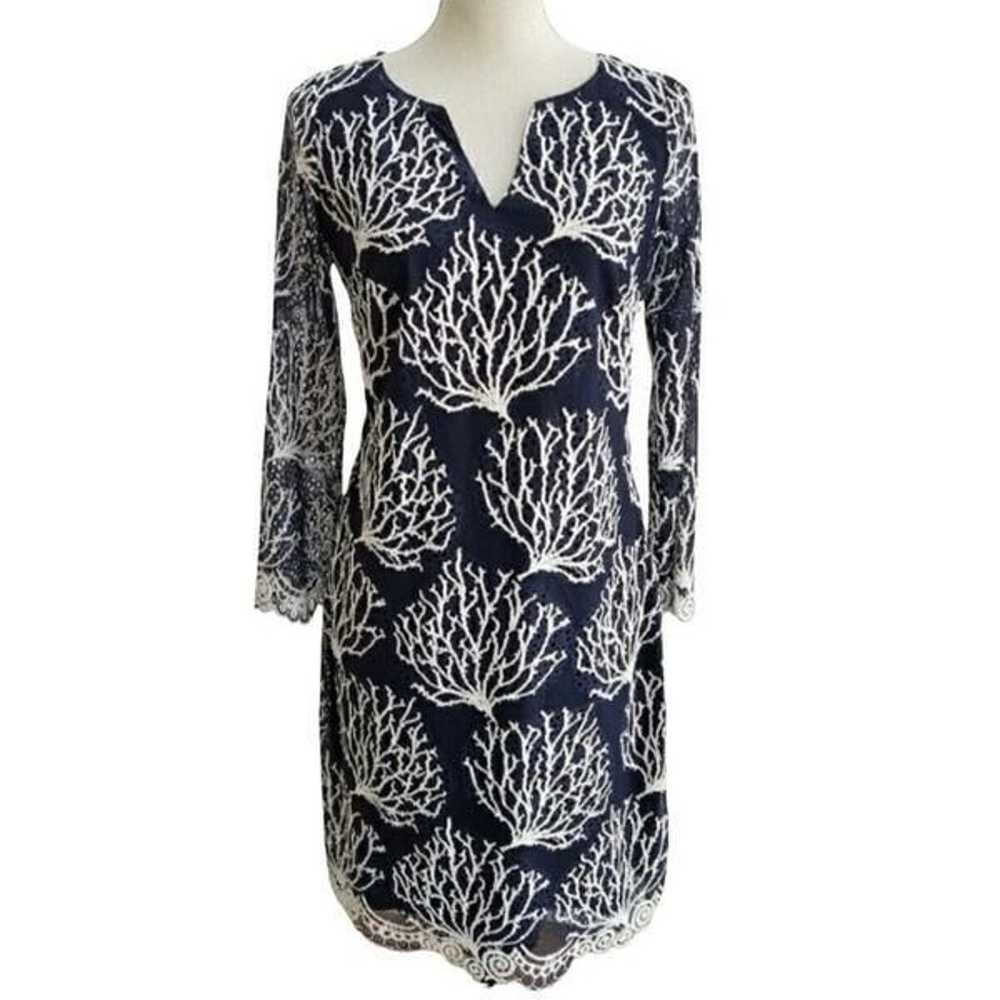 Lilly Pulitzer Navy Blue Seaside Coral Wendy Lace… - image 2