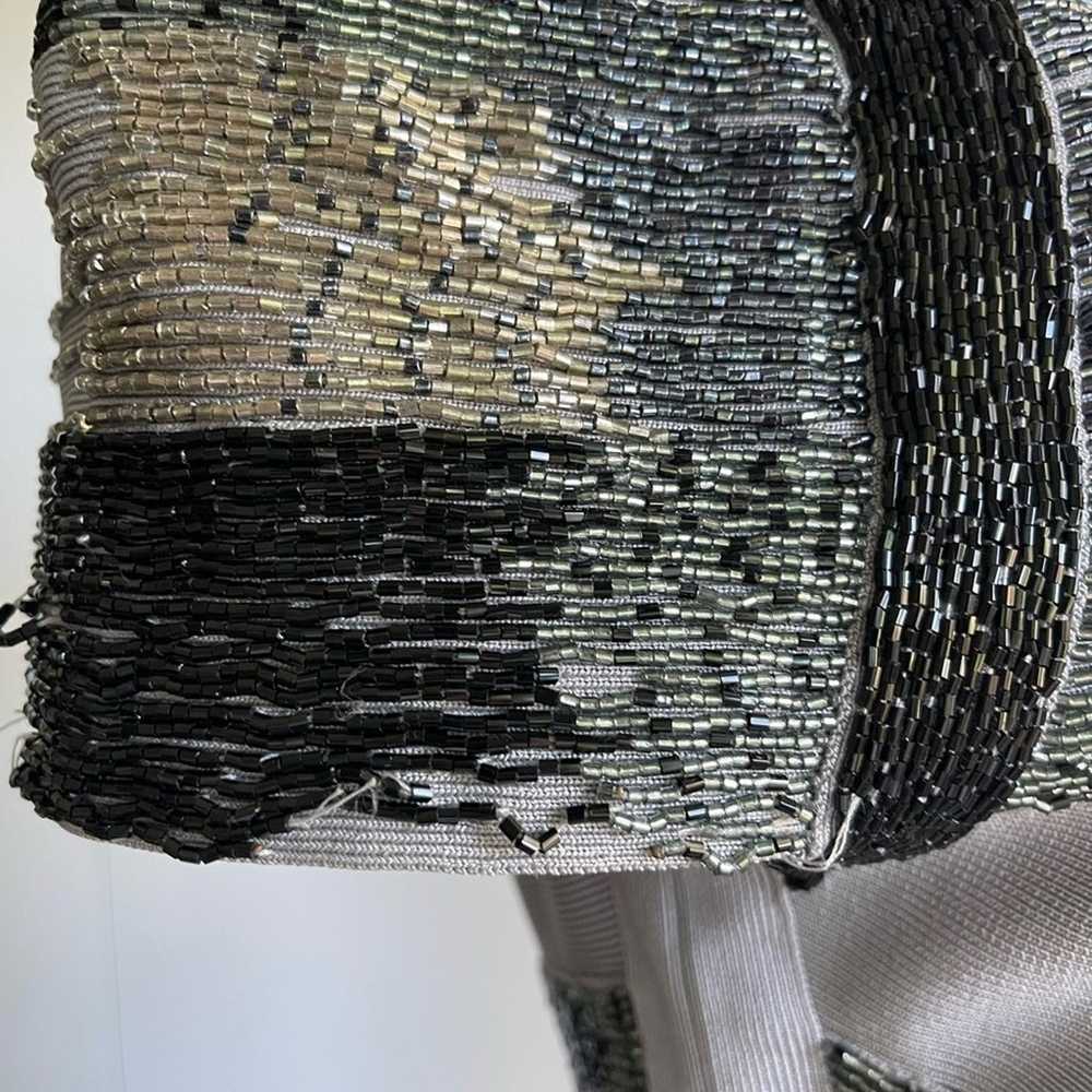 Herve’ Leger Bandage Dress Fully Beaded Grey/ Sil… - image 10