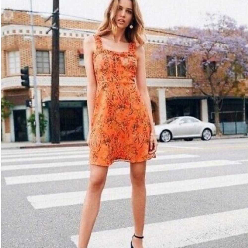 Gianni Bini Orange Floral Dress Size 10 - image 2