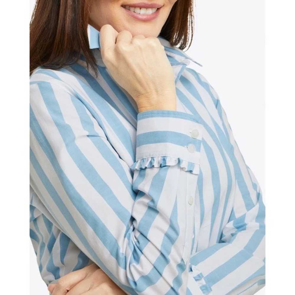 DRAPER JAMES Carly Blue White Striped Cotton Shir… - image 4