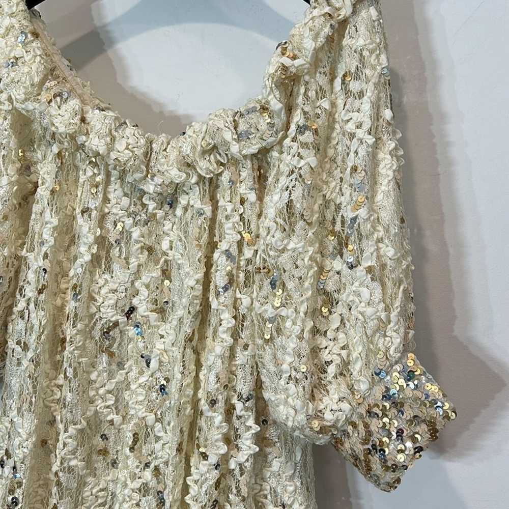 Vintage ivory lace sequin drop waist vintage 1980… - image 3