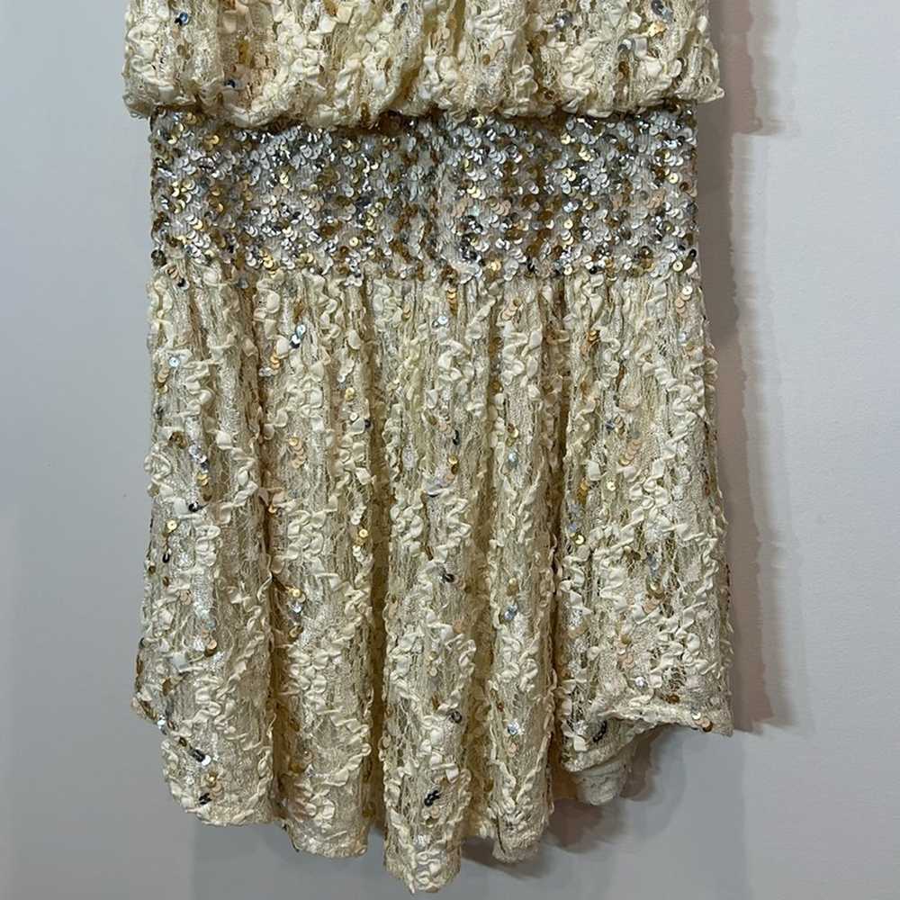 Vintage ivory lace sequin drop waist vintage 1980… - image 5