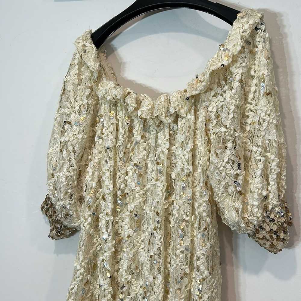 Vintage ivory lace sequin drop waist vintage 1980… - image 8