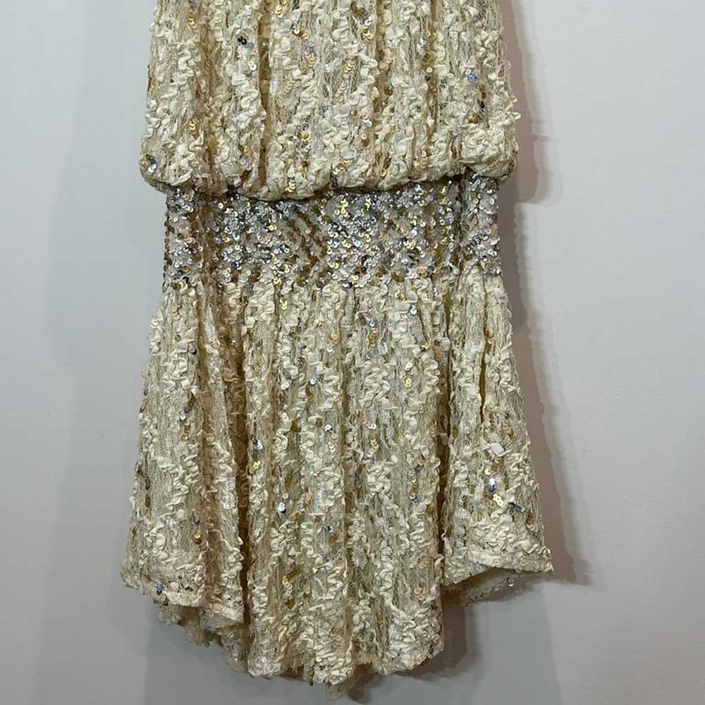 Vintage ivory lace sequin drop waist vintage 1980… - image 9