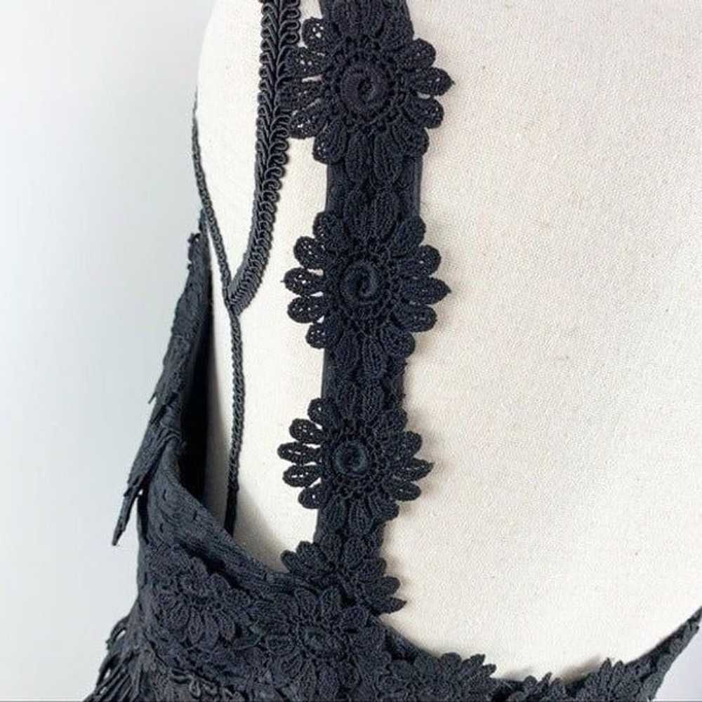 Victor Costa Vintage Black Tiered Floral Lace Sle… - image 9