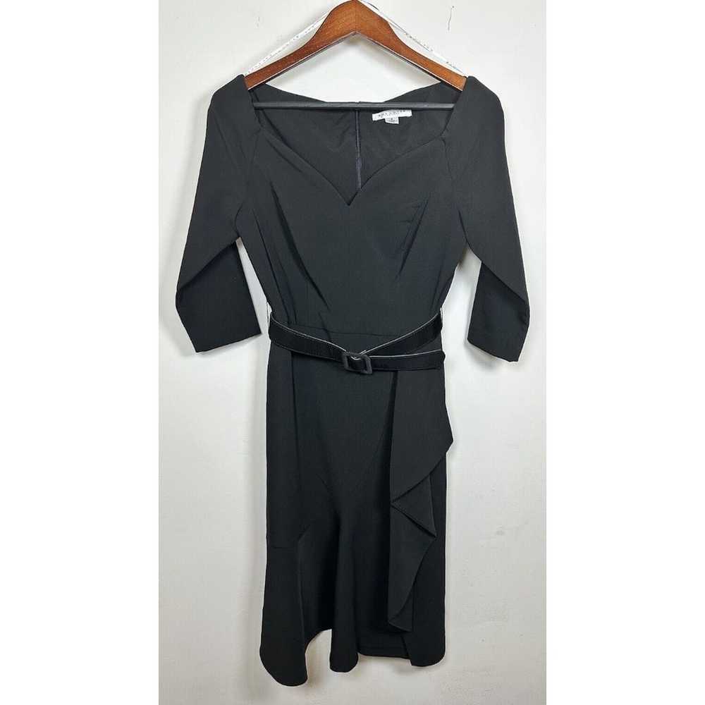 Kay Unger Black Izzy Ruffle Side Slit Midi Dress … - image 2