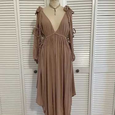 Blush/Mauve Rayon Crinkle High-Low Flowy Dress - image 1