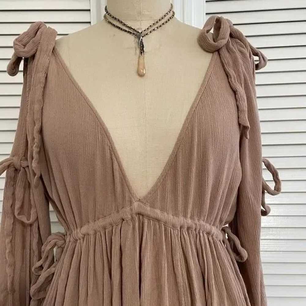 Blush/Mauve Rayon Crinkle High-Low Flowy Dress - image 2