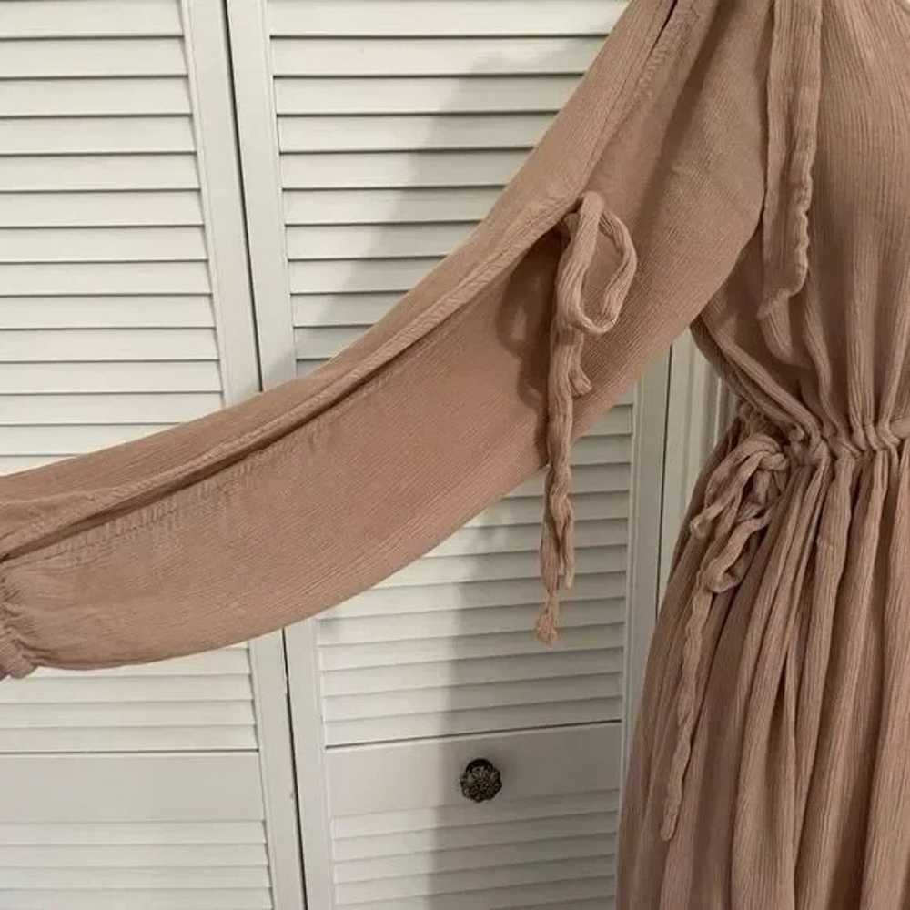 Blush/Mauve Rayon Crinkle High-Low Flowy Dress - image 3