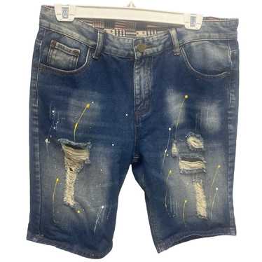 QIMU Fashion Jeans Womens XL Distressed Paint Spat