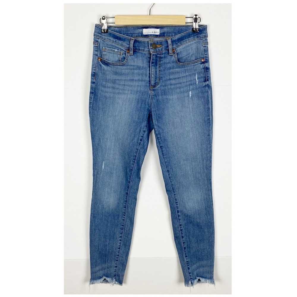 Loft Modern Skinny Crop Jeans Raw Hem Size 28 Pet… - image 8