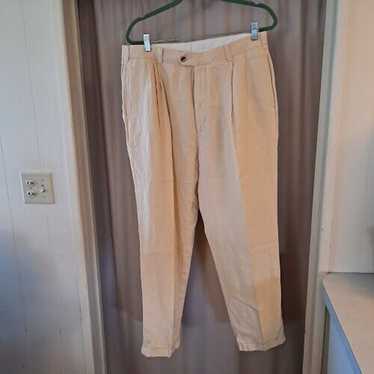 Jos A Bank Pant Pleated Front 36" x 30" Linen Cuf… - image 1