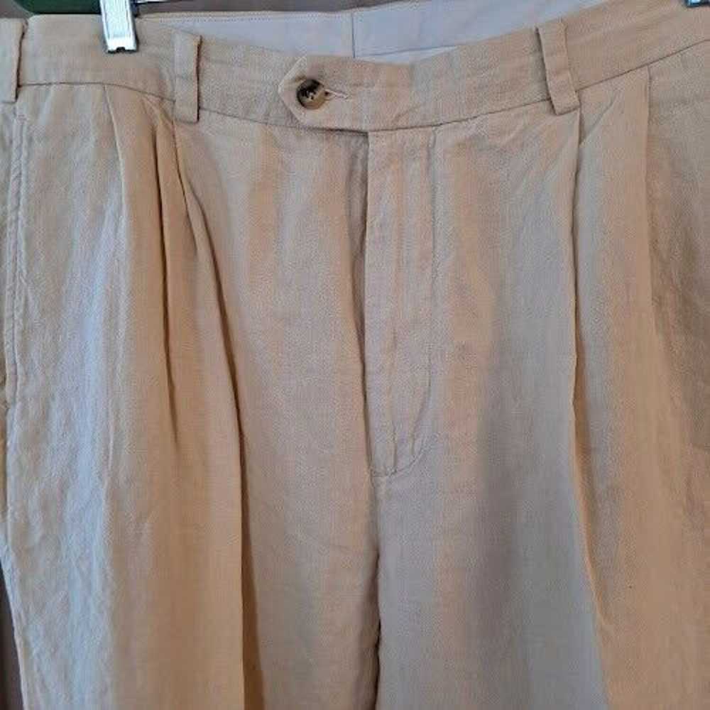 Jos A Bank Pant Pleated Front 36" x 30" Linen Cuf… - image 2