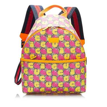 Pink Gucci GG Supreme Kids Strawberry Backpack