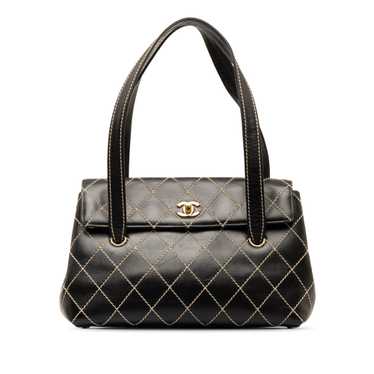 Black Chanel CC Wild Stitch Lambskin Shoulder Bag - image 1
