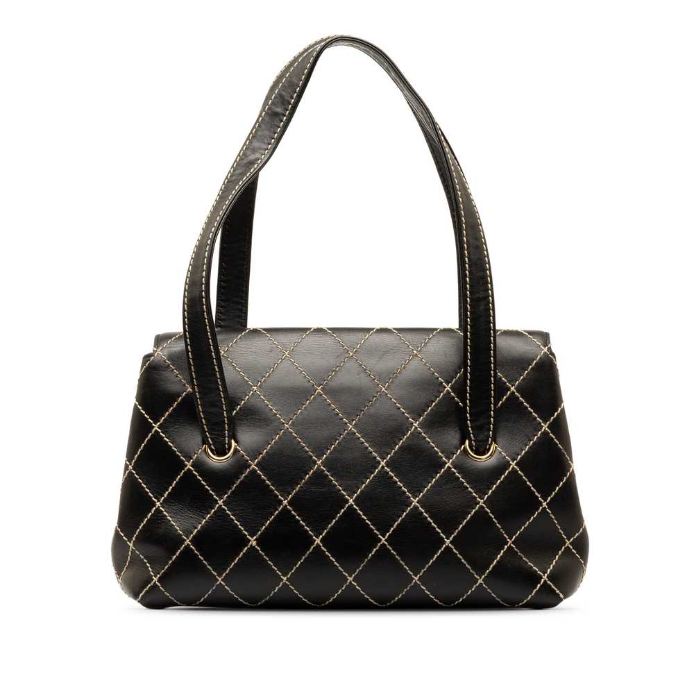 Black Chanel CC Wild Stitch Lambskin Shoulder Bag - image 3