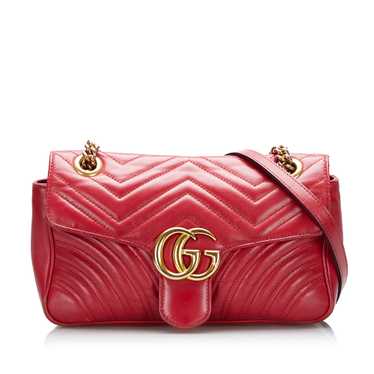 Red Gucci GG Marmont Matelasse Shoulder Bag