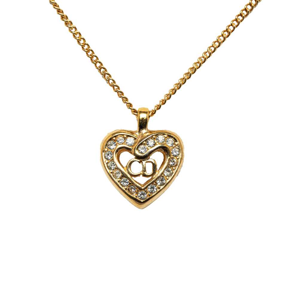 Gold Dior CD Logo Heart Pendant Necklace - image 1