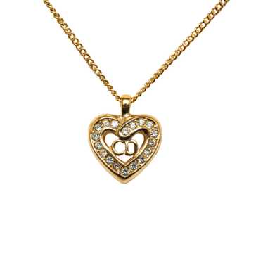 Gold Dior CD Logo Heart Pendant Necklace - image 1