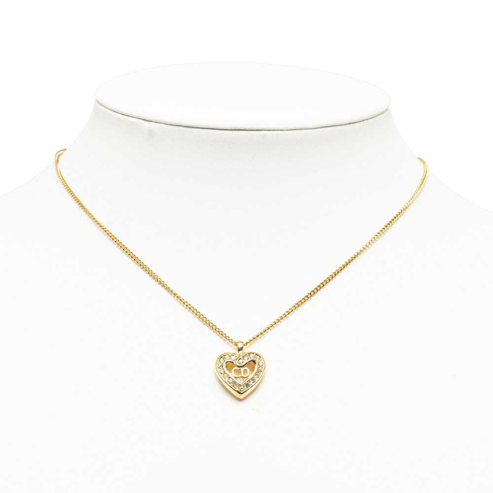 Gold Dior CD Logo Heart Pendant Necklace - image 5