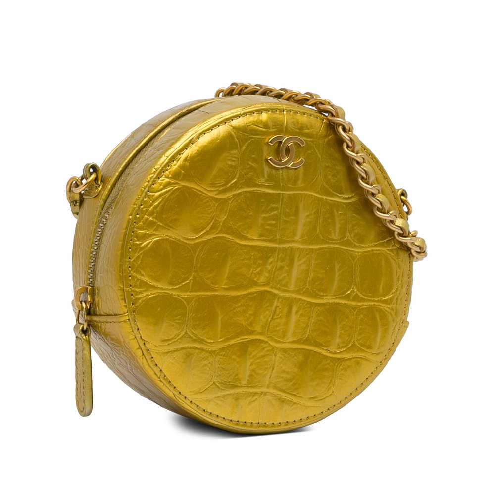 Gold Chanel Paris-New York Coco Croc Round Crossb… - image 2