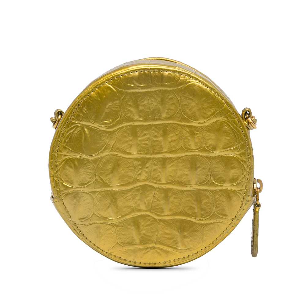 Gold Chanel Paris-New York Coco Croc Round Crossb… - image 3