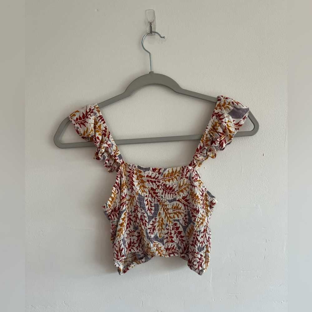 Molly Green M Orange Colorful Floral Crop Top - image 7