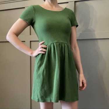 Ganni Green Short Sleeve Textured Mini Dress Size… - image 1